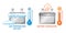 Low temperature and overheating battery vector icon set. Extreme cold and heat effect for accumulator. Discharge or boiling acid