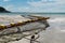 Low tide beach bouy line for swimming area