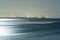 Low tide in Delfzijl during full moon with the view on wind electricity with Germany on the opposite shore on Ems river