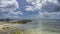 Low tide on a tropical beach. The seabed was exposed