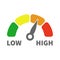 Low to High Gauge Scale Measure Speedometer Icon from Green to Red Isolated