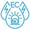 Low Water Electrical Conductivity icon with alarm siren and risk scale