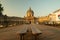 Low wide shot of Pont des Arts and Institut de France in Paris at dawn