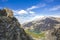 Lower Akchan lake view from the Kuiguk Pass. Mountain Altai land