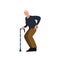 Lower back or hip pain, health problems in old people, illustration in flat style