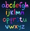 Lower case colorful spaghetti alphabet