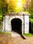 Lower entrance to tunnel of historical Schwarzenberg shipping canal, Sumava Mountains, Czech Republic