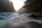 Lower Lewis River Falls During Sunset in washington state