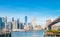 Lower Manhattan. Beautiful skyline from Brooklyn Bridge Park