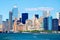 The Lower Manhattan skyline and Battery Park in New York City