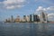 Lower Manhattan view from Staten Island Ferry, New York