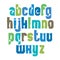 Lowercase calligraphic brush letters, hand-painted bright vector