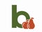 lowercase letter b with pear and apple. creative fruit alphabet logo. harvest and gardening design