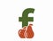 lowercase letter f with pear and apple. fruit and organic food alphabet logo. harvest and gardening design