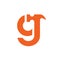 Lowercase letter g or cj hammer logo, home builder icon design, orange color - vector