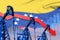 Lowering, falling graph on Venezuela flag background - industrial illustration of Venezuela oil industry or market concept. 3D