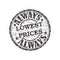 Always lowest prices stamp