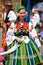 Lowicz / Poland - May 31.2018: Corpus Christi church holiday procession. Local women dressed in folk, regional costumes.