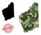Lowpoly Mosaic Map of Western Australia and Distress Military Stamp