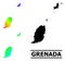 Lowpoly Spectral Colored Map of Grenada Islands with Diagonal Gradient