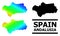 Lowpoly Spectrum Map of Andalusia Province with Diagonal Gradient