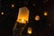 Loy Krathong Festival Balloon fire or yeepeng Thailand