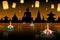 Loy Krathong greeting card with floating lanterns, thai holiday