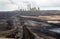 The Loy Yang Power station seen from across the open cut coal mine.