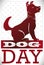 Loyal Dog Waiting for Dog Day Celebration, Vector Illustration