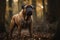 A loyal and protective Bullmastiff standing guard, showing off its loyal and protective nature. Generative AI