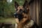 A loyal and protective German Shepherd guarding its territory, keeping a vigilant eye out for any potential threats. Generative AI