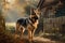 A loyal and protective German Shepherd guarding its territory, keeping a vigilant eye out for any potential threats. Generative AI