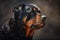 A loyal and protective Rottweiler standing guard, showing off its loyal and protective nature. Generative AI