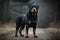 A loyal and protective Rottweiler standing guard, showing off its loyal and protective nature. Generative AI