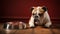 Loyal White English Bulldog Puppy Indoors generated by AI tool