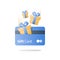 Loyalty program, earn reward, gift card, perks concept, vector flat icon