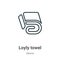 loyly towel outline vector icon. Thin line black loyly towel icon, flat vector simple element illustration from editable sauna