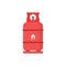 LPG flat design. Flammable gas tank icon. Propane, butane, methane gas tank. Gas cylinder bottle icon. Flat illustration of gas