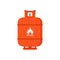 LPG flat design. Flammable gas tank icon. Propane, butane, methane gas tank. Gas cylinder bottle icon. Flat illustration of gas