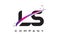 LS L S Black Letter Logo Design with Purple Magenta Swoosh