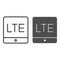 Lte coverage line and glyph icon. 4g internet vector illustration isolated on white. Networking outline style design