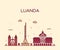 Luanda skyline Angola vector city linear style