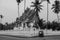 Luang Prabang Royal Palace Museum under coconut tree - Black and white