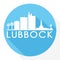 Lubbock Texas Flat Icon Skyline Silhouette Design City Vector Art Famous Buildings.