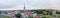 LUBECK, GERMANY - JULY 2016: Panoramic aerial city view at dusk.