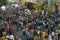 Lubeck, Germany, September 24, 2021: Masses of people coming to the rally for the global Fridays for Future demonstration march to