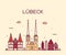 Lubeck skyline Germany vector trendy linear style