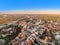 Lublin from the bird`s eye view. Old town from the air with visible Po Po Square and Grodzka Street.