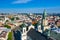 Lublin. Poland. Aerial view of old town. Touristic city center of Lublin bird`s eye view. Popular tourist destinations from above