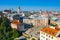 Lublin. Poland. Aerial view of old town. Touristic city center of Lublin bird`s eye view. Popular tourist destinations from above